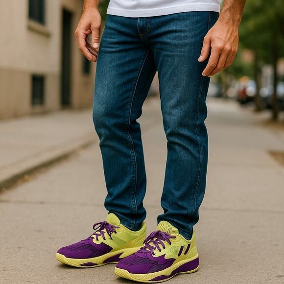 Adidas Dame 8 Lillard Basketball Shoes Mens Sz 13 Purple Yellow S-1524 Sporty - Picture 2 of 16